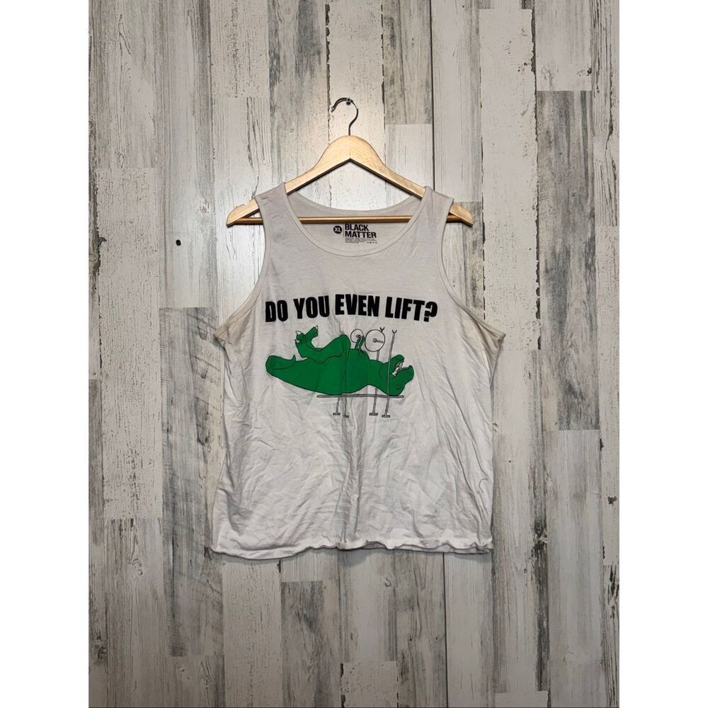 Black Matter Graphic Tank Top XL White “Do You Even Lift?” Sleeveless Gym Tee - Picture 4 of 4